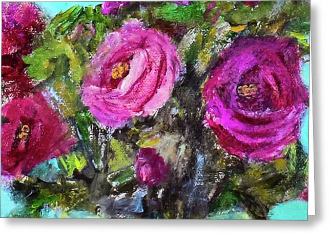 Antique Roses - Never too Many -original in private collection - Greeting Card