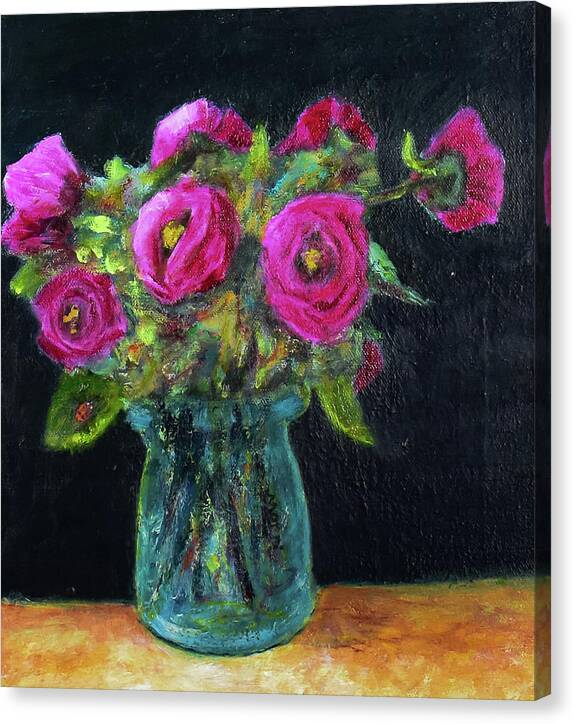 Ladybug and Pink Roses - Canvas Print