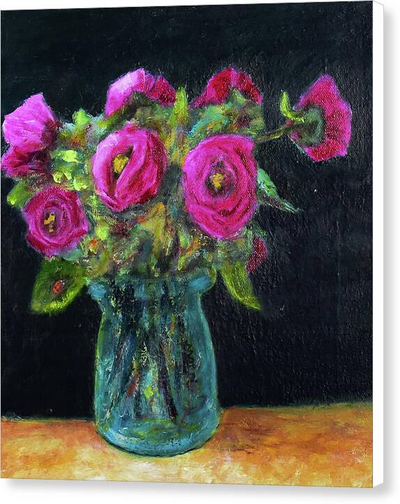 Ladybug and Pink Roses - Canvas Print