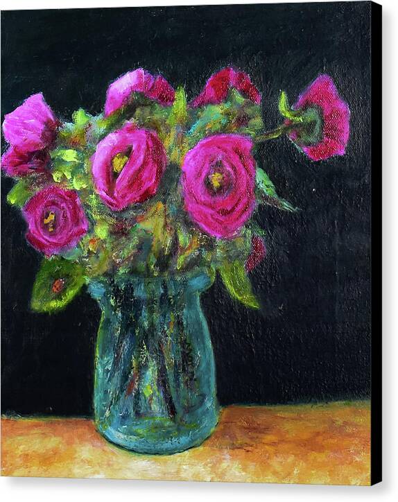 Ladybug and Pink Roses - Canvas Print