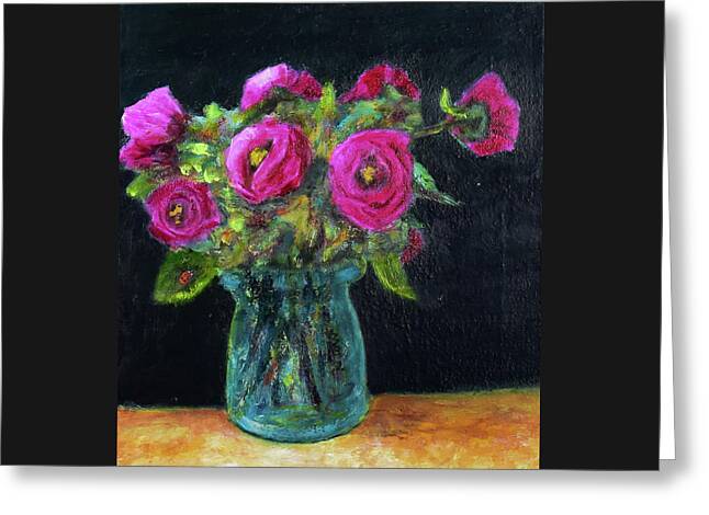 Ladybug and Pink Roses - Greeting Card