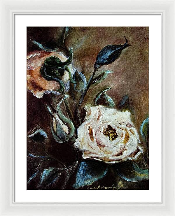 Pink Roses and Regrets -original in private collection - Framed Print