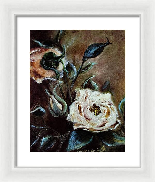 Pink Roses and Regrets -original in private collection - Framed Print