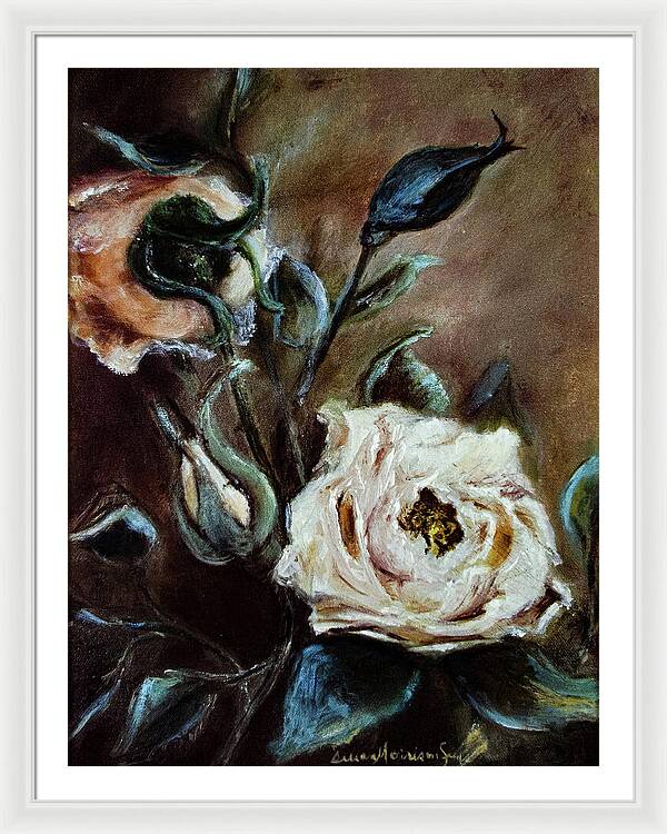 Pink Roses and Regrets -original in private collection - Framed Print