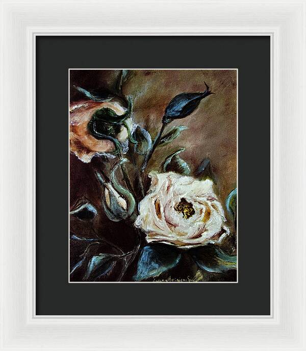 Pink Roses and Regrets -original in private collection - Framed Print