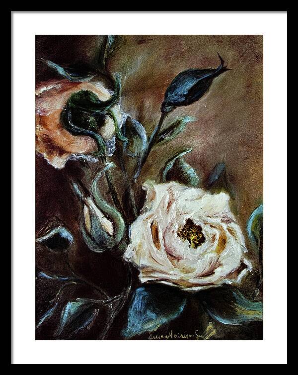 Pink Roses and Regrets -original in private collection - Framed Print