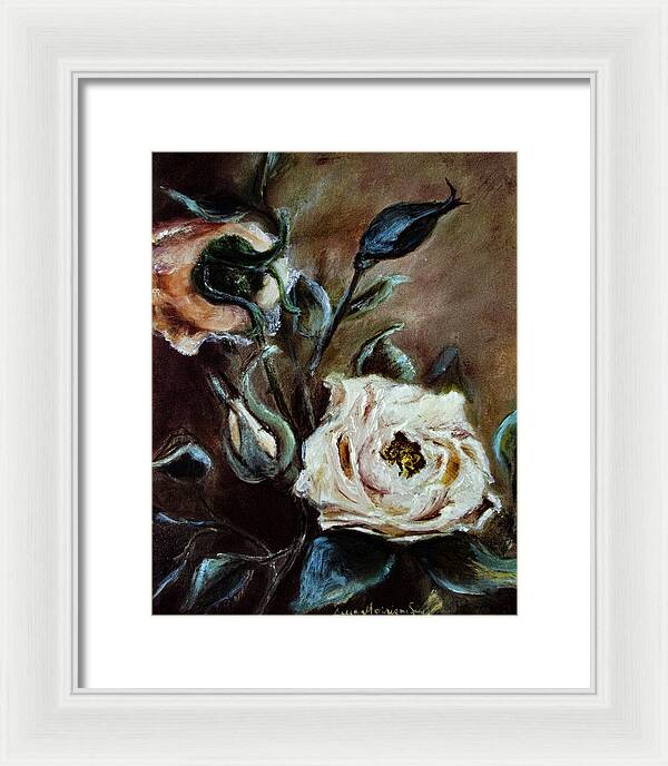 Pink Roses and Regrets -original in private collection - Framed Print