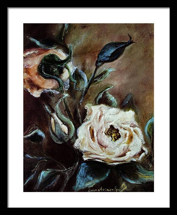 Pink Roses and Regrets -original in private collection - Framed Print
