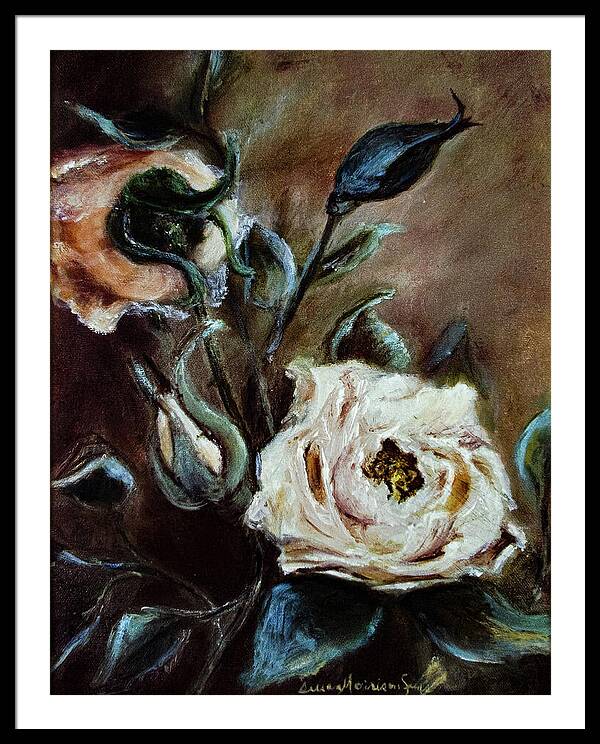 Pink Roses and Regrets -original in private collection - Framed Print