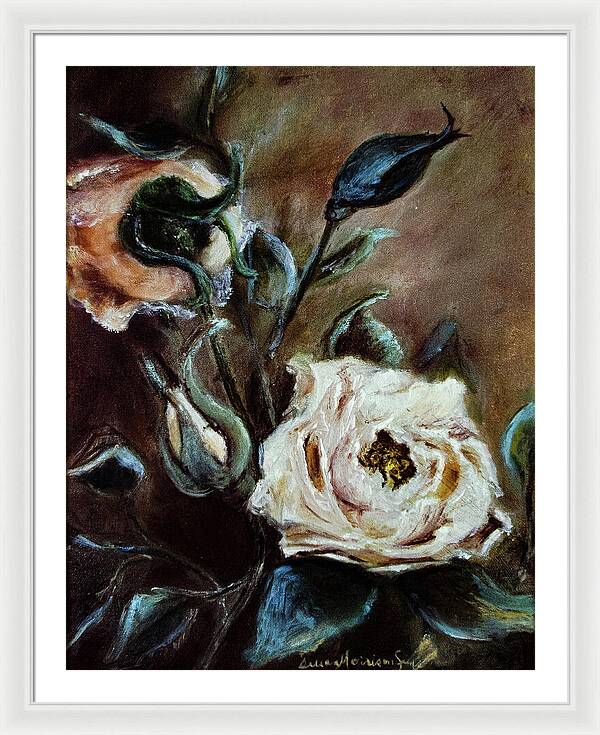 Pink Roses and Regrets -original in private collection - Framed Print