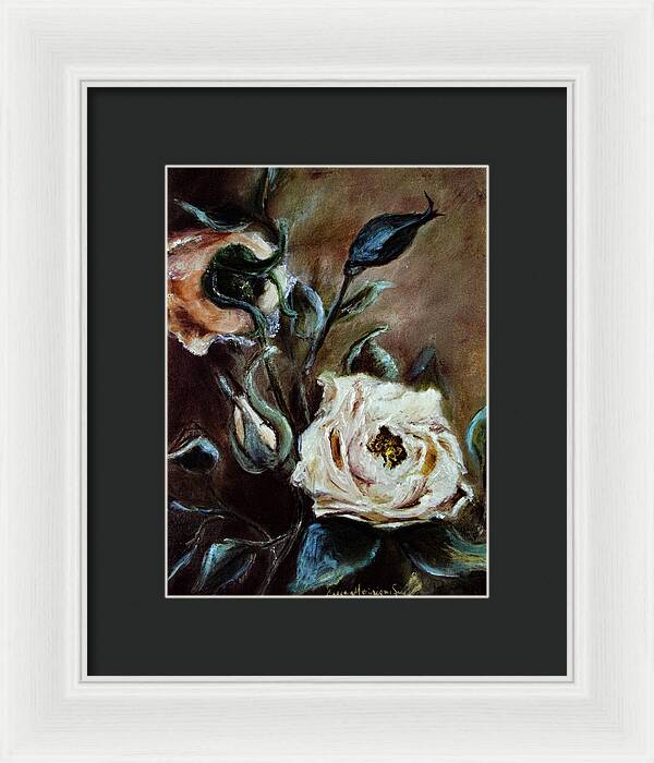 Pink Roses and Regrets -original in private collection - Framed Print