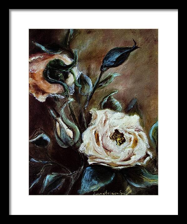 Pink Roses and Regrets -original in private collection - Framed Print