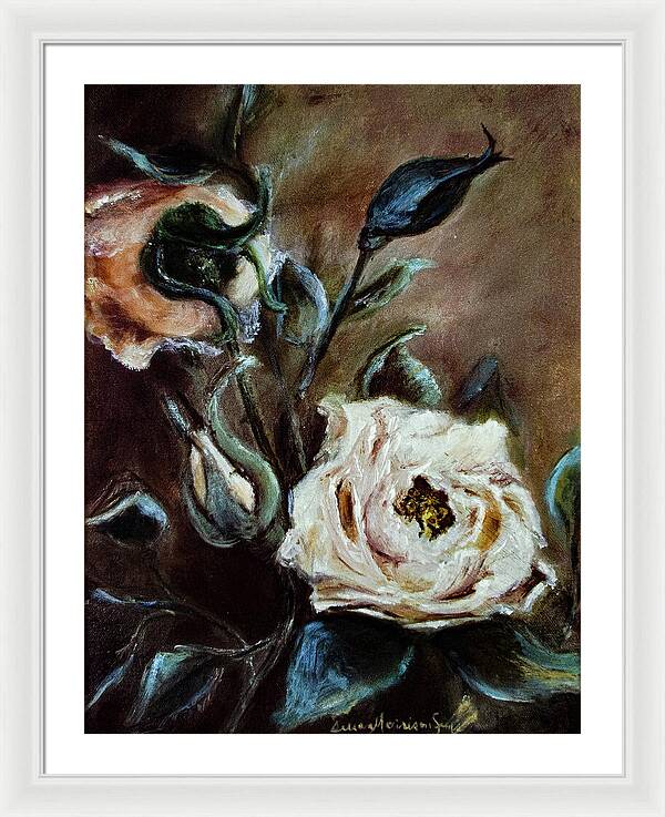 Pink Roses and Regrets -original in private collection - Framed Print