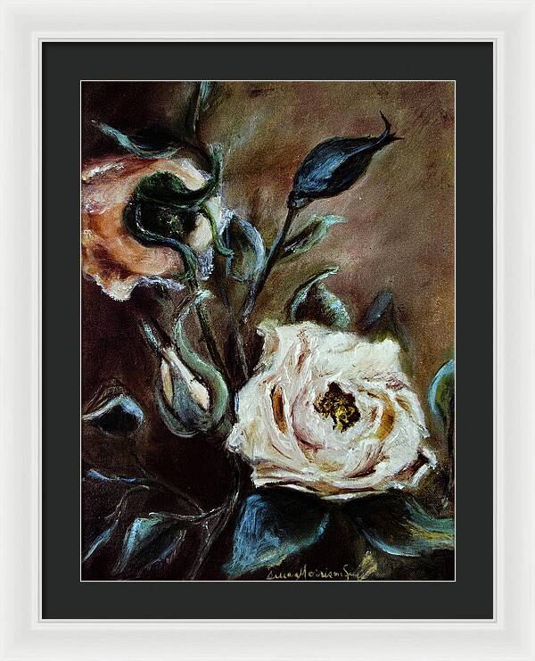 Pink Roses and Regrets -original in private collection - Framed Print