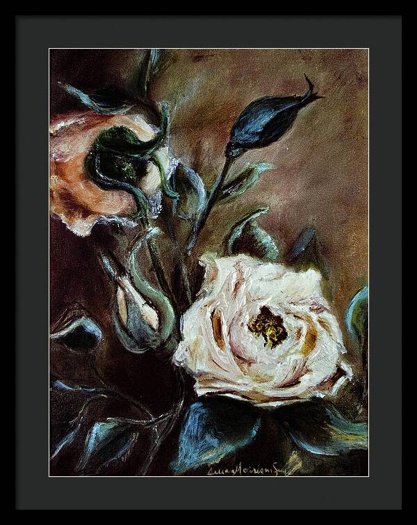 Pink Roses and Regrets -original in private collection - Framed Print