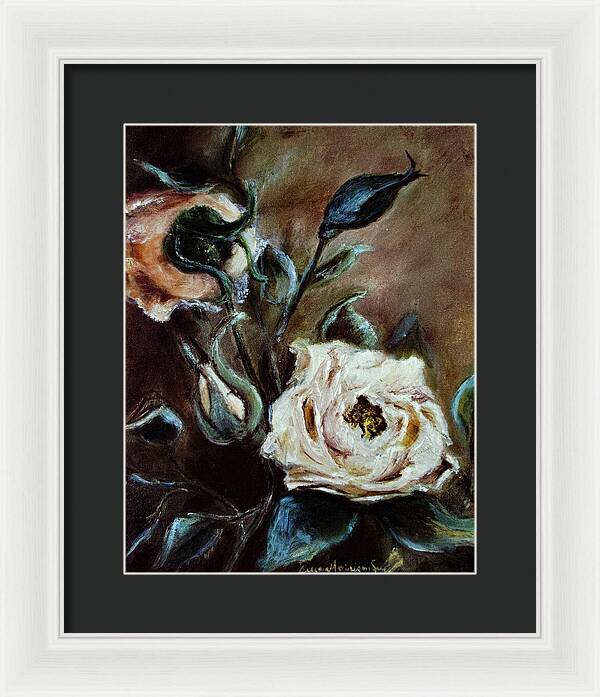 Pink Roses and Regrets -original in private collection - Framed Print