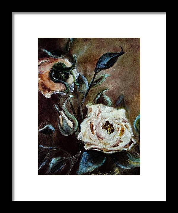 Pink Roses and Regrets -original in private collection - Framed Print