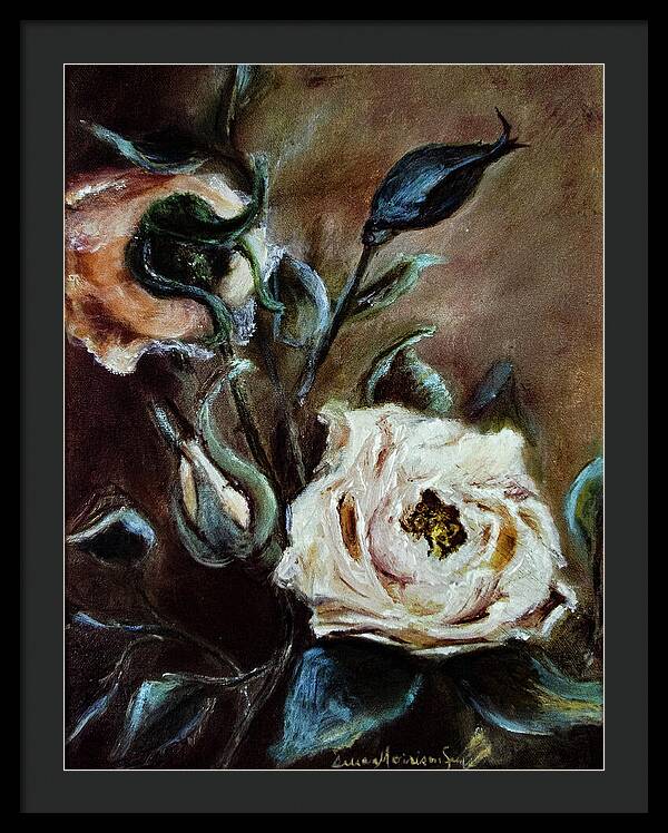 Pink Roses and Regrets -original in private collection - Framed Print