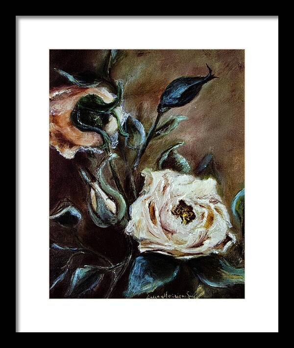 Pink Roses and Regrets -original in private collection - Framed Print