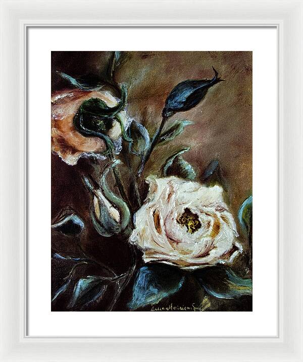 Pink Roses and Regrets -original in private collection - Framed Print