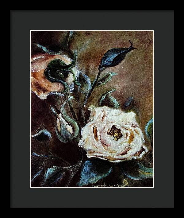 Pink Roses and Regrets -original in private collection - Framed Print