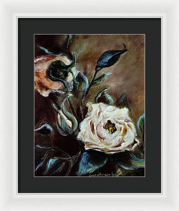 Pink Roses and Regrets -original in private collection - Framed Print
