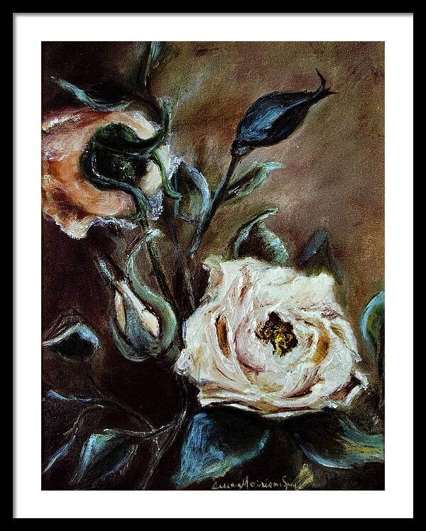 Pink Roses and Regrets -original in private collection - Framed Print