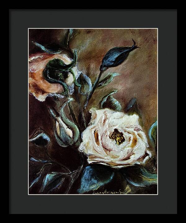 Pink Roses and Regrets -original in private collection - Framed Print