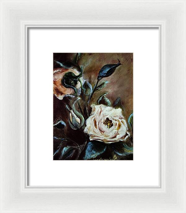 Pink Roses and Regrets -original in private collection - Framed Print