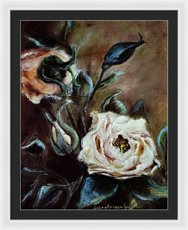 Pink Roses and Regrets -original in private collection - Framed Print