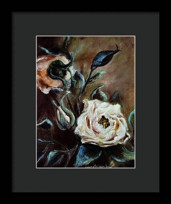 Pink Roses and Regrets -original in private collection - Framed Print