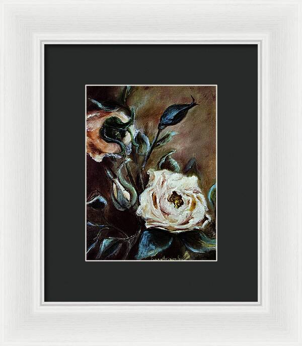 Pink Roses and Regrets -original in private collection - Framed Print