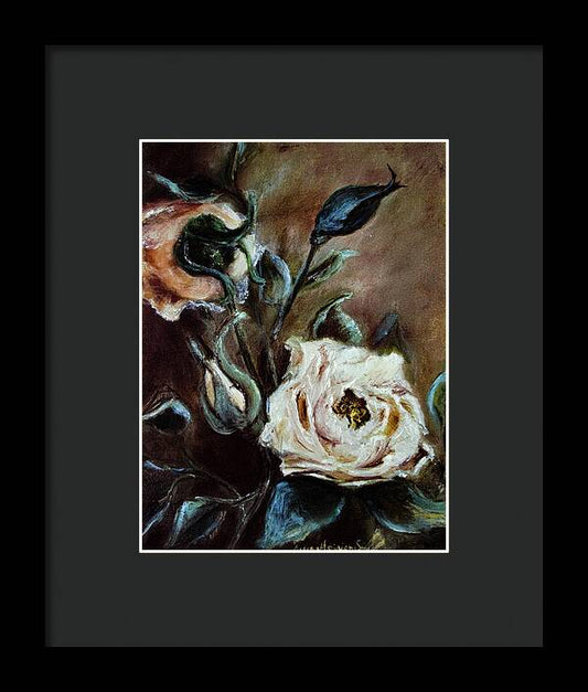 Pink Roses and Regrets -original in private collection - Framed Print