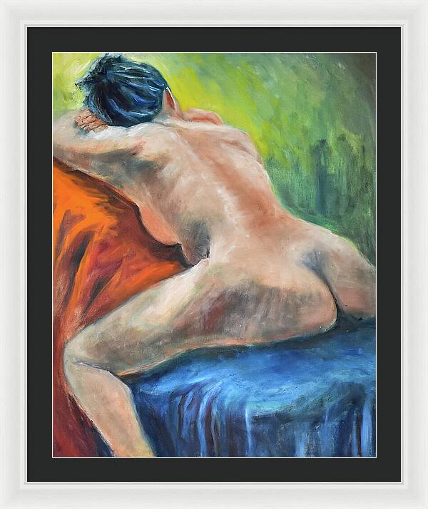 Sleeping Nude Model - Framed Print