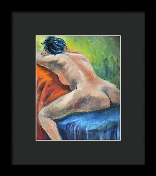 Sleeping Nude Model - Framed Print