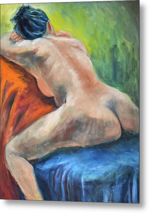 Sleeping Nude Model - Metal Print