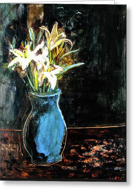 White Lilies and the Watchers -original in private collection - Greeting Card