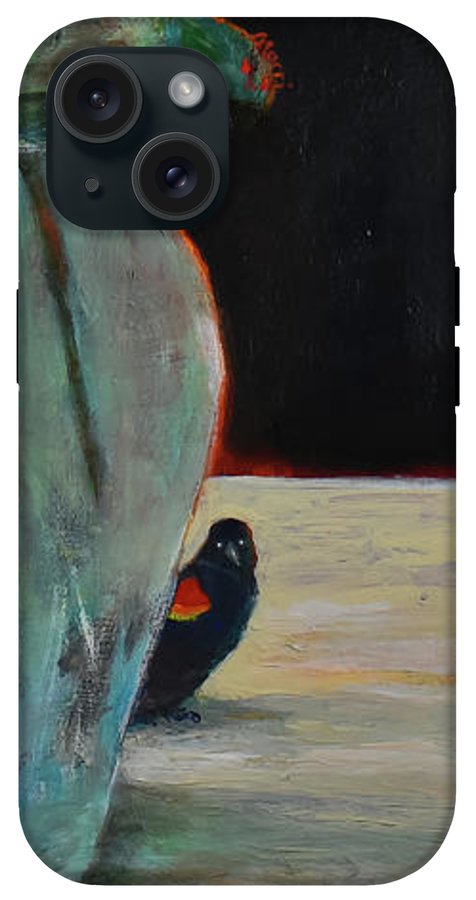 Curiosity, Red-winged Blackbird - open window series - Phone Case