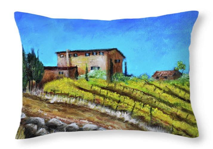 Fall Vineyard, France 'en plein air - Throw Pillow