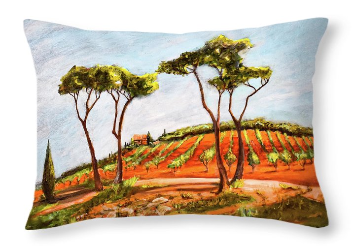 Last Look at the Villa- Tuscany, Italy - Throw Pillow