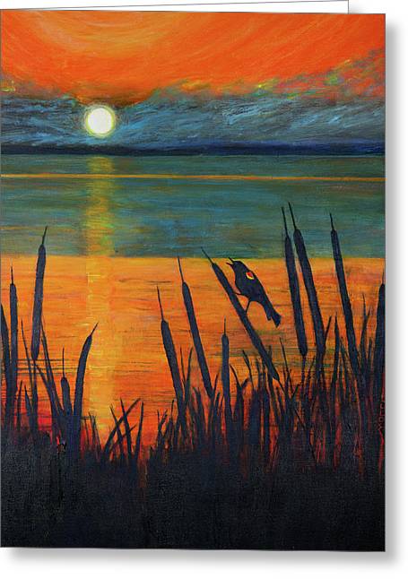 River Song, Red-winged Blackbird - Greeting Card