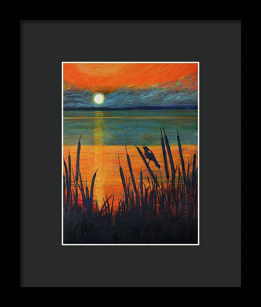 River Song, Red-winged Blackbird - Framed Print