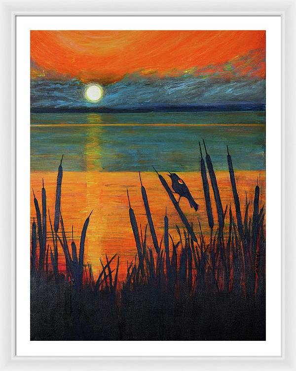 River Song, Red-winged Blackbird - Framed Print