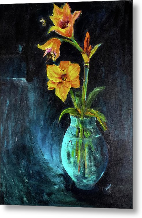 The Runaway Bee, he may have to spend the night - Open Window series - Metal Print