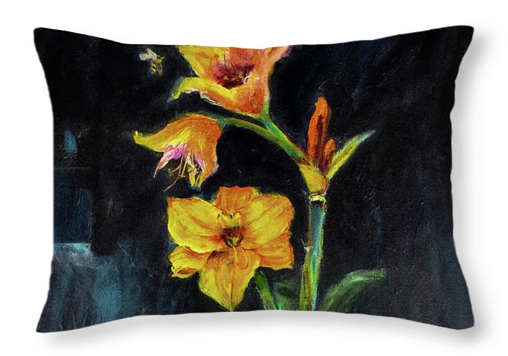 The Runaway Bee, he may have to spend the night - Open Window series - Throw Pillow