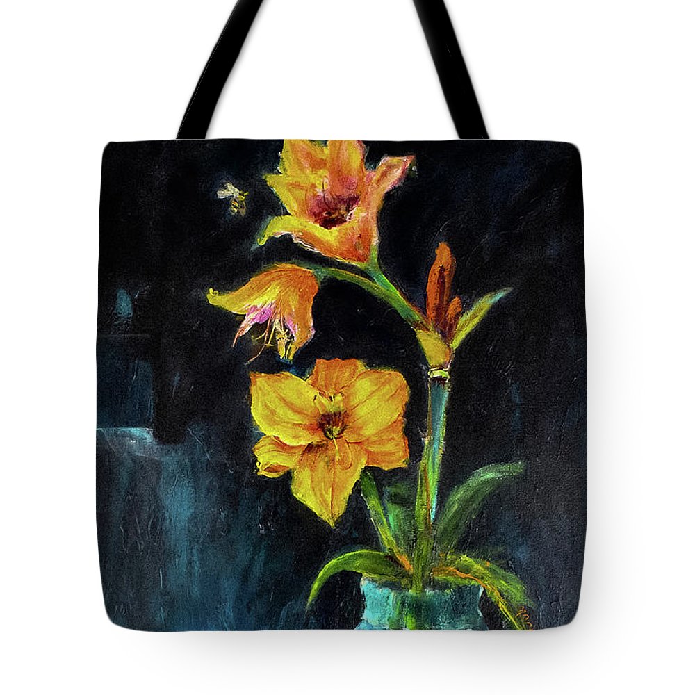 The Runaway Bee, he may have to spend the night - Open Window series - Tote Bag