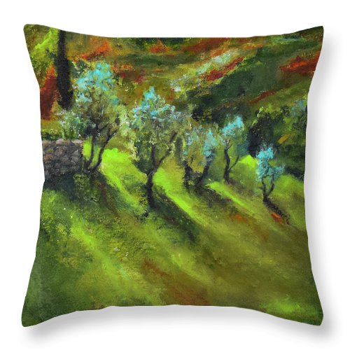 Tuscan Hillside 'en plein air - Throw Pillow