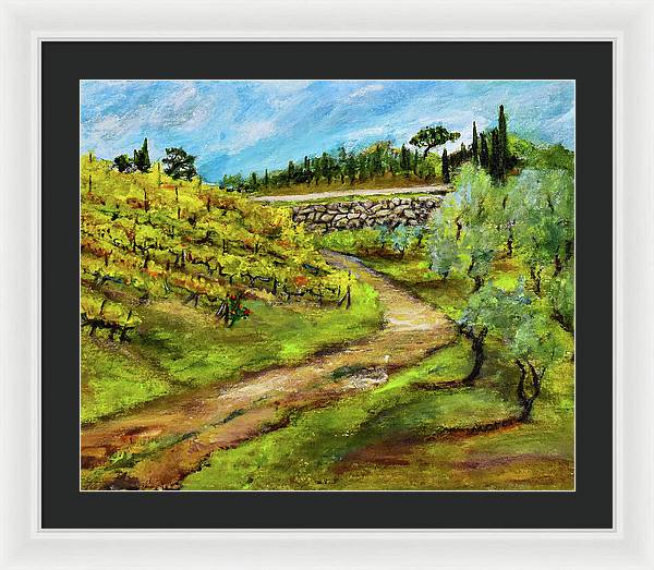 Vineyard Road - Tuscany, Italy 'en plein air - Framed Print