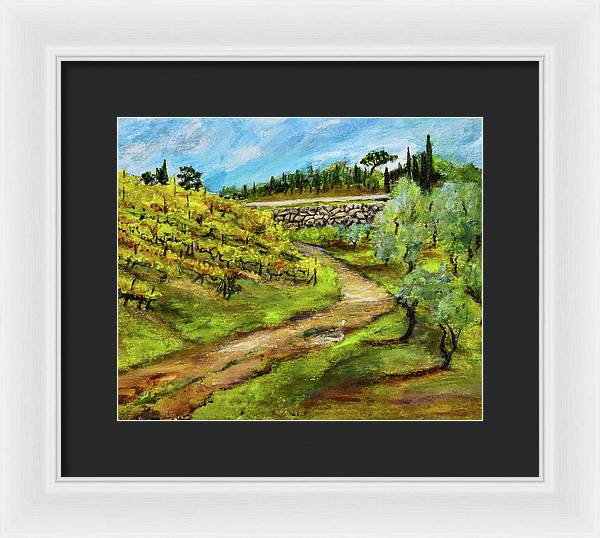 Vineyard Road - Tuscany, Italy 'en plein air - Framed Print
