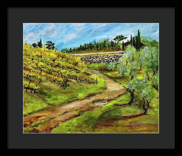 Vineyard Road - Tuscany, Italy 'en plein air - Framed Print